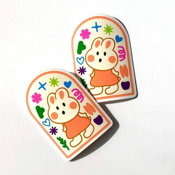 5PC Arch Shape Bunny sticker | journals Vinyl sticker | cute arch shape sticker - Picture 3 of 5
